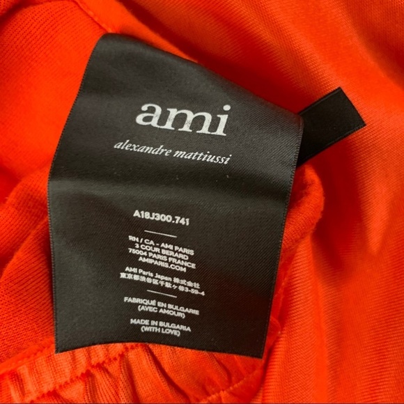 AMI Paris Taped Logo Track Pant Orange Men’s Size Small Straight leg - Picture 9 of 11